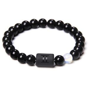 NEW Horoscope GEMINI Zodiac Sign Elastic Tiger Eye Double Sided Beaded Bracelet